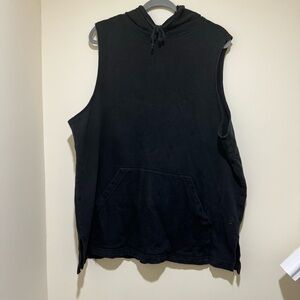 Women’s Denim and Co. Black Hoodie Baggy Vintage  Gym Cotton Tank Top Size: 2X